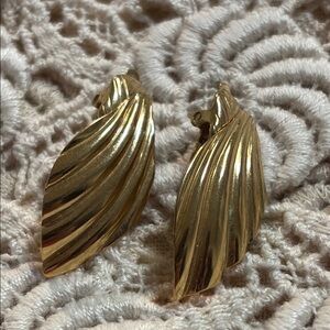 Trifari Elegant Gold Leaf Earrings
